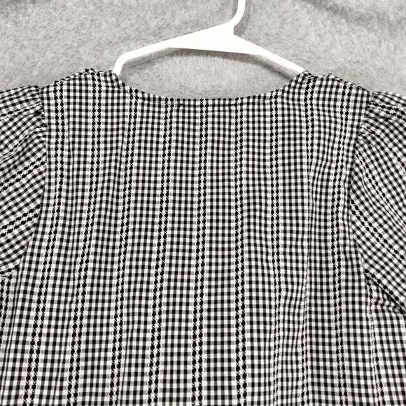 Madewell Crossover Peplum Top Wmns Sz XXS Black White Gingham Peplum Shrt Sleeve - Picture 10 of 12